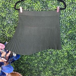 Aerie nwt Olive green  Mini sweater‎ skater pleated Skirt